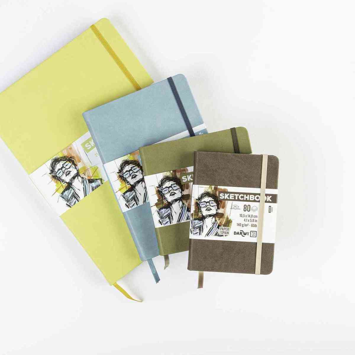 DARWI Skizzenbuch mit Gummizug A6 80 Blatt 140g braun