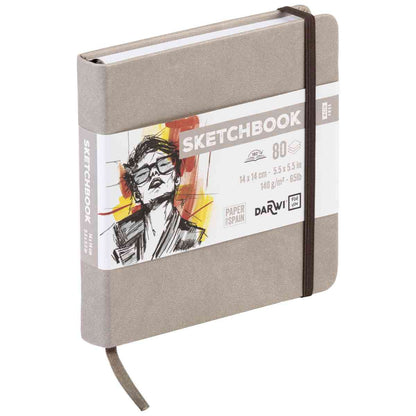DARWI Skizzenbuch mit Gummizug 14x14cm 80 Blatt 140g maulwurf