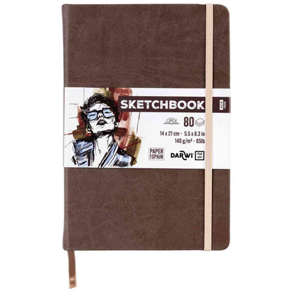 DARWI Skizzenbuch mit Gummizug 14x21cm 80 Blatt 140g braun