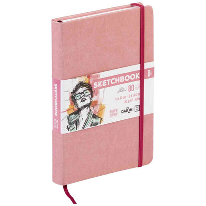 DARWI Skizzenbuch mit Gummizug 14x21cm 80 Blatt 140g hellrosa