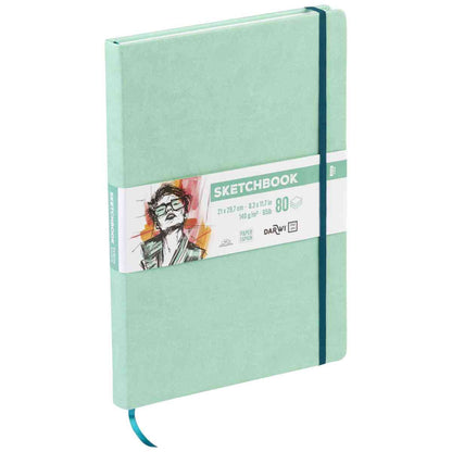 DARWI Skizzenbuch mit Gummizug A4 80 Blatt 140g wassergrün
