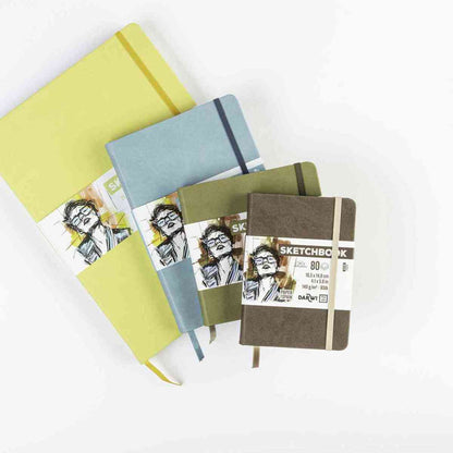 DARWI Skizzenbuch mit Gummizug A4 80 Blatt 140g khaki