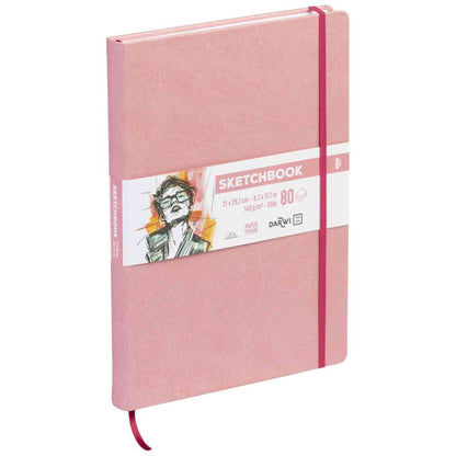 DARWI Skizzenbuch mit Gummizug A4 80 Blatt 140g hellrosa