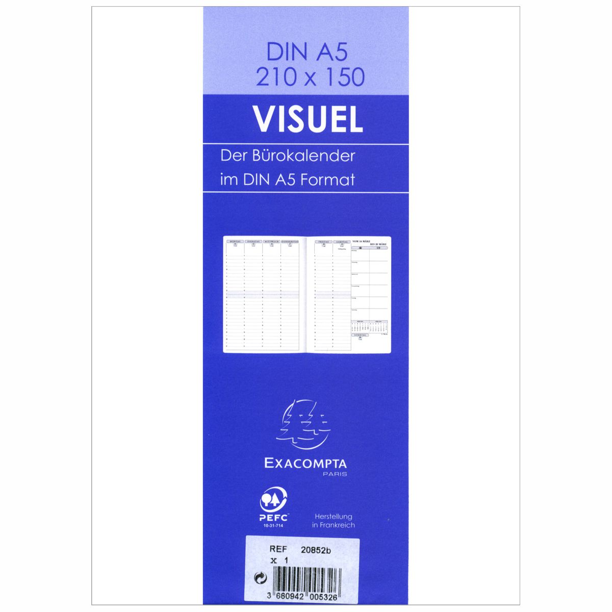 QUO VADIS Buchkalender Einlage 20852B VISUEL A5 15x21cm 2026
