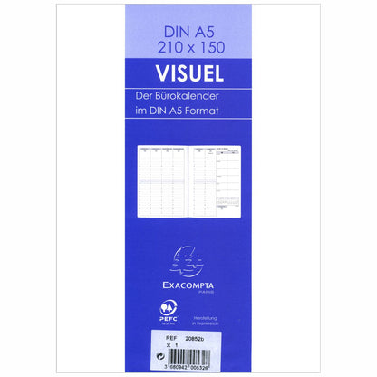 QUO VADIS Buchkalender Einlage 20852B VISUEL A5 15x21cm 2026