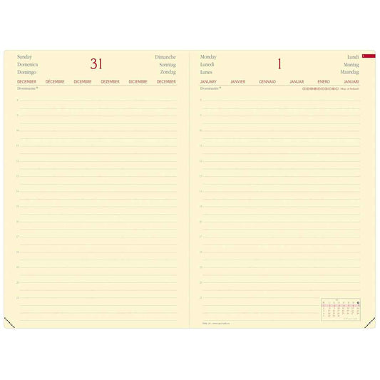 QUO VADIS Buchkalender A5 377008Q DAILY 24 16x24cm braun 2026 1T/1S