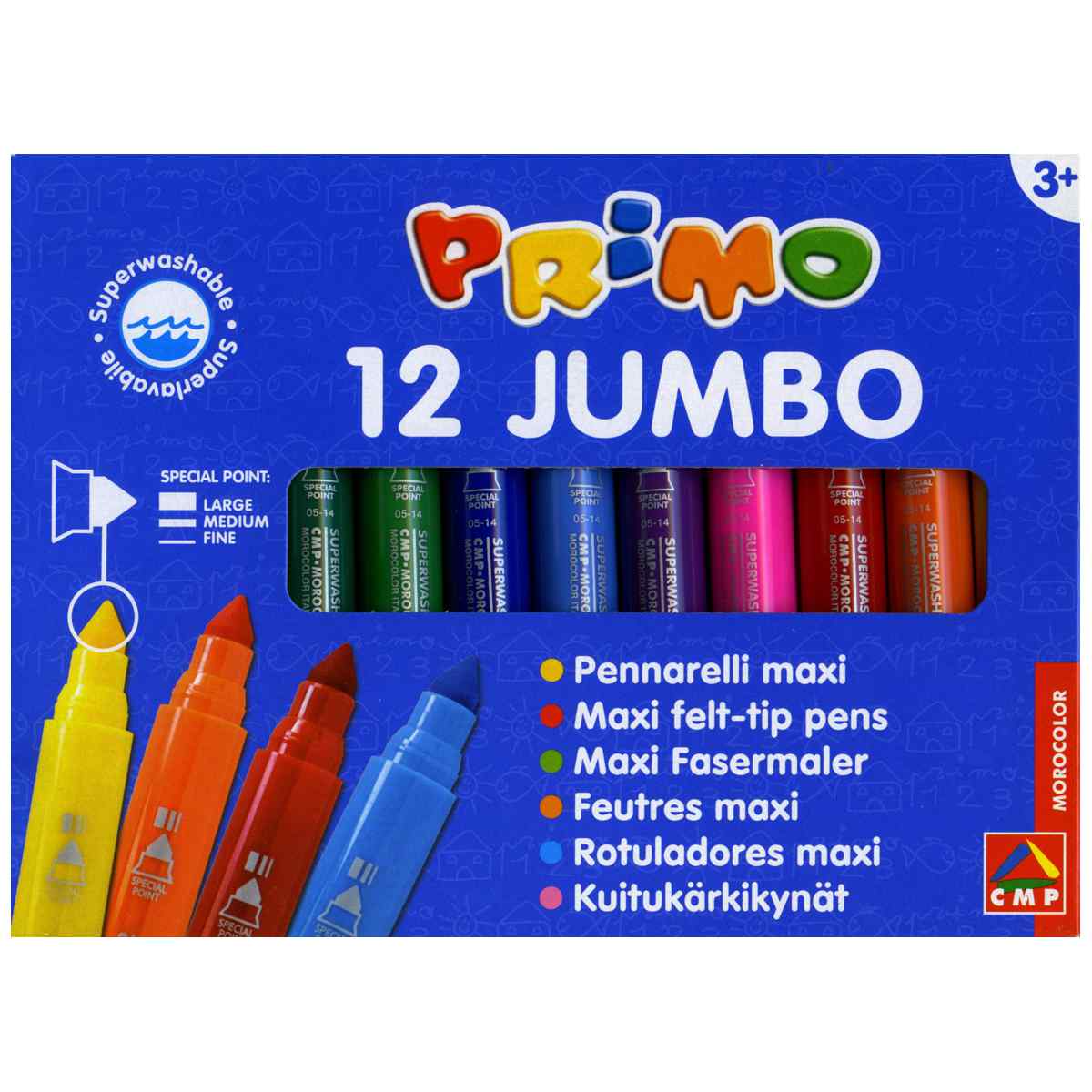 PRIMO Fasermaler Jumbo mit Multispitze 1-7mm 12 Stück