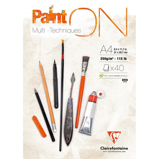 CLAIRFONTAINE Zeichenblock A4 Paint On Multi Öl Acryl Aquarell 250g 40 Blatt